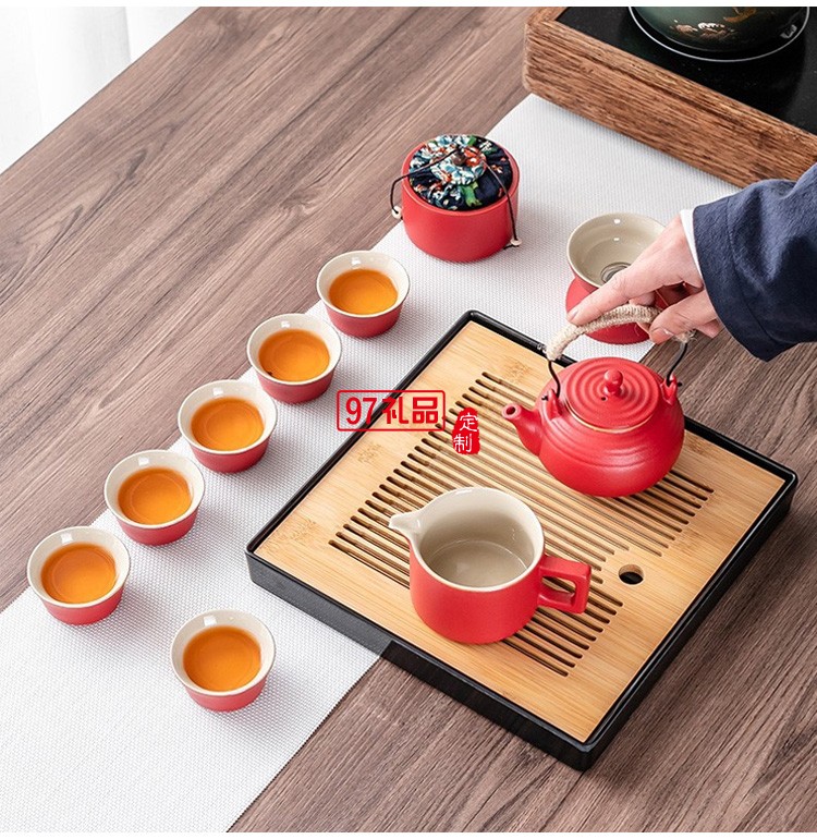 陶瓷功夫茶具簡(jiǎn)約禮盒家用創(chuàng)意茶盤茶葉罐套裝