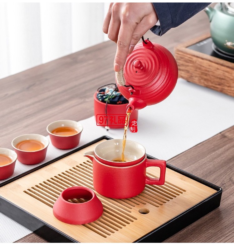 陶瓷功夫茶具簡(jiǎn)約禮盒家用創(chuàng)意茶盤茶葉罐套裝