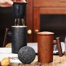 中秋節(jié)禮品實用送父親 陶瓷馬克杯茶水分離杯泡茶水杯 刻字定制